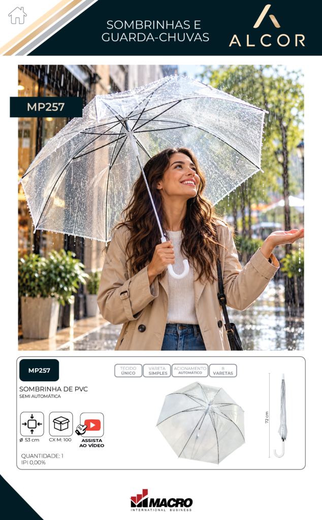 MP257 – SOMBRINHA DE PVC 53 CM SEMI AUTOMÁTICA