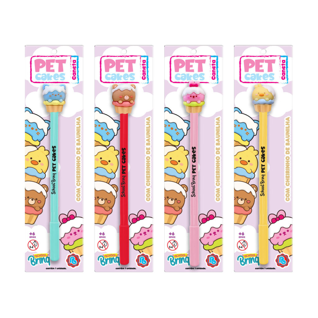 SCB200 – SCHOOLBRINQ – CANETA GEL PET CAKES COM AROMA DE BAUNILHA – BLISTER – IMEDIATO