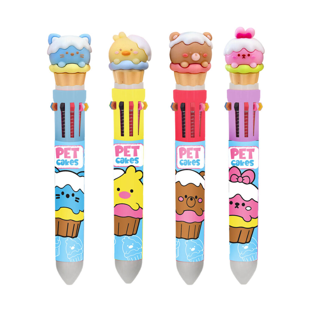 SCB204 – SCHOOLBRINQ – CANETA GEL 10 EM 1 PET CAKES COM AROMA DE BAUNILHA – DISPLAY – IMEDIATO
