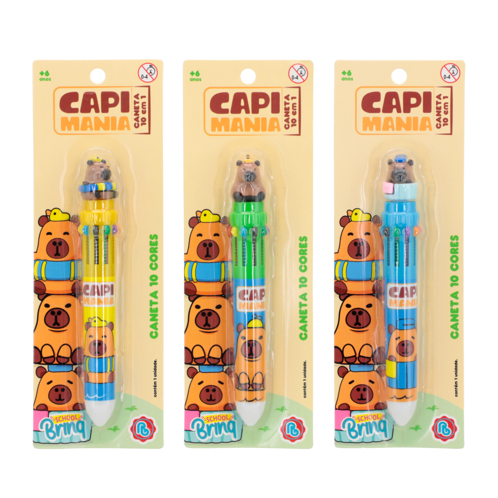 SCB215 – SCHOOLBRINQ – CANETA GEL 10 EM 1 CAPIVARA CAPI MANIA – BLISTER – IMEDIATO