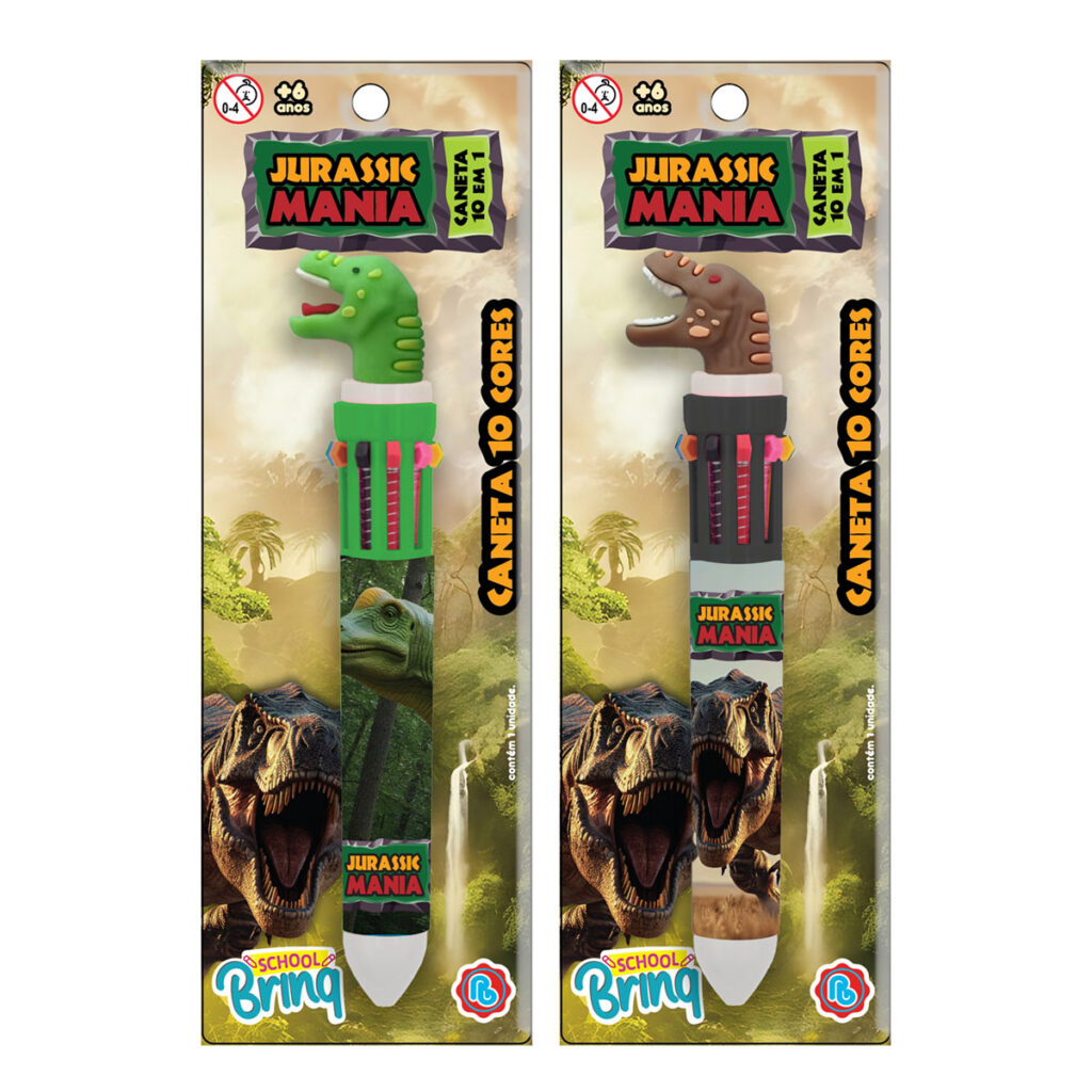 SCB226 – SCHOOLBRINQ – CANETAL GEL 10 EM 1 DINOSSAURO DINOMANIA – BLISTER – IMEDIATO