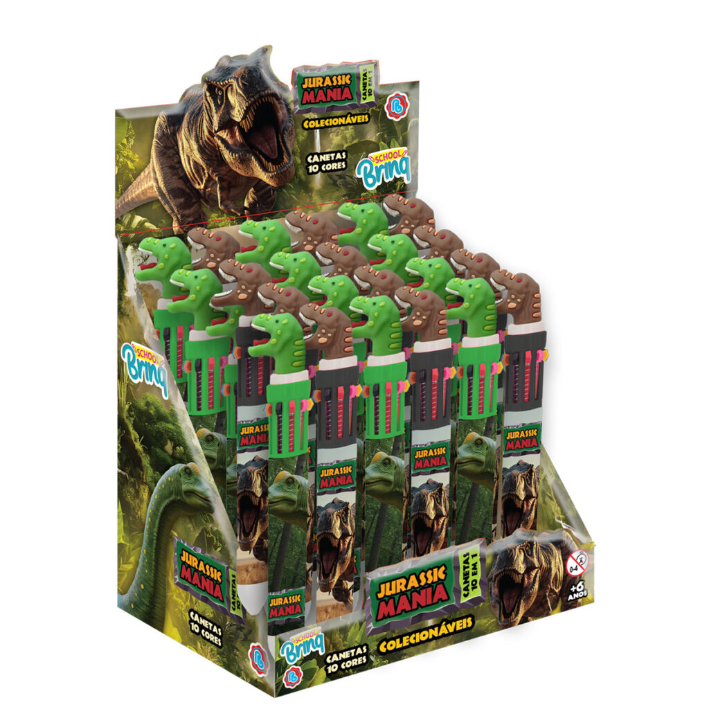 SCB227 – SCHOOLBRINQ – CANETA GEL 10 EM 1 DINOSSAURO DINOMANIA – DISPLAY – IMEDIATO