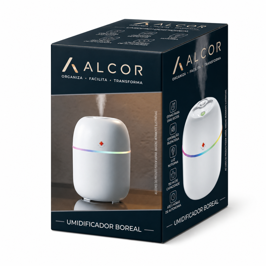 DIF-150-01 – MINI DIFUSOR AROMATIZADOR USB 150ML LED – BOREAL