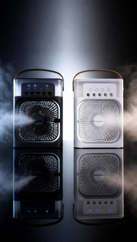 VEN-005 – MINI VENTILADOR/CLIMATIZADOR PORTATIL USB RESERVATORIO DE AGUA LED 3 VELOCIDADES