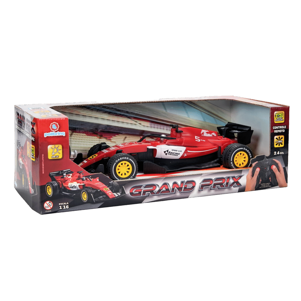 CAR209 – CARRINHO DE CONTROLE REMOTO F1 COM LUZ, BATERIA RECARREGÁVEL – GRAND PRIX