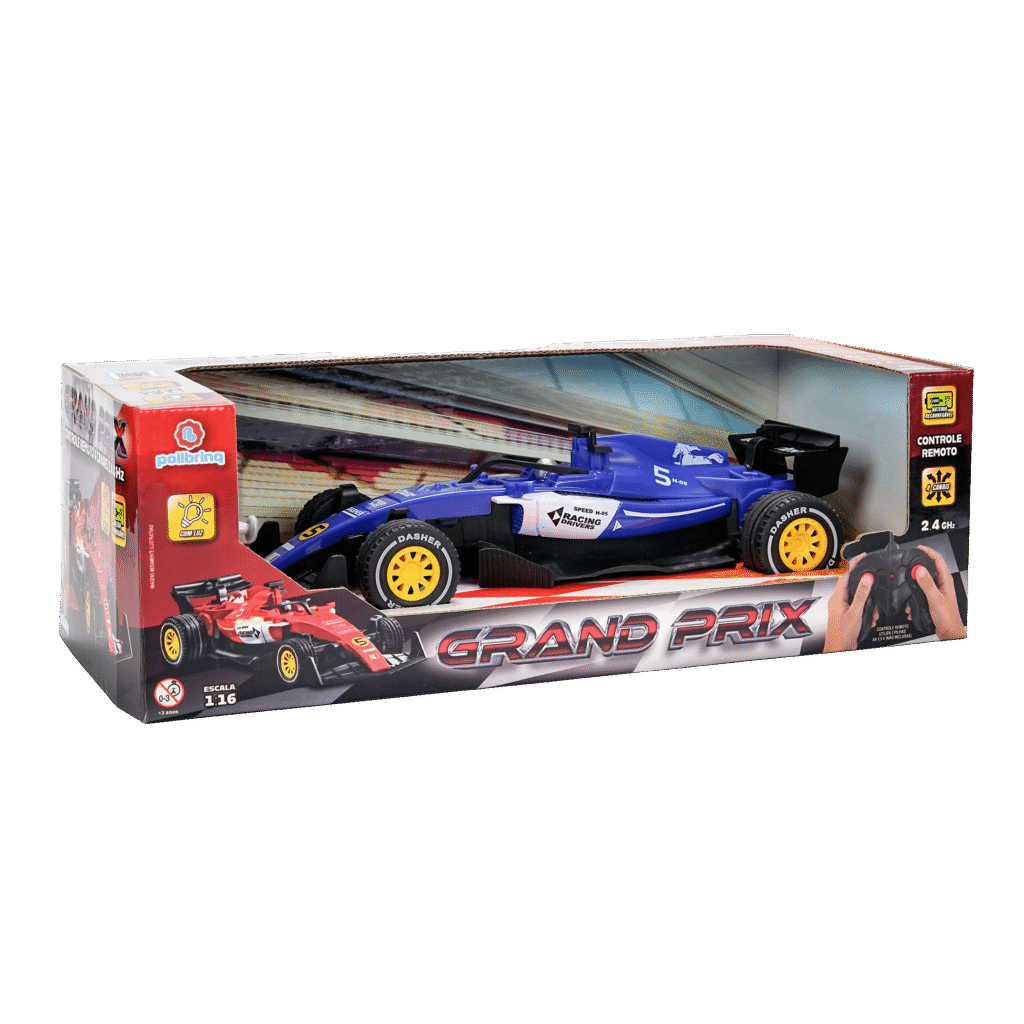 CAR209 – CARRINHO DE CONTROLE REMOTO F1 COM LUZ, BATERIA RECARREGÁVEL – GRAND PRIX