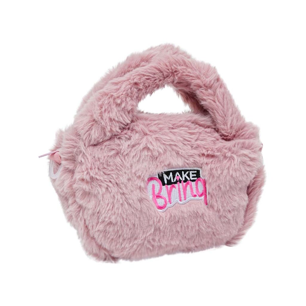 MK103 – MAKEBRINQ STYLE LUXO – BOLSA PLUSH COM ESMALTE, GLOSS LABIAL, SET DE SOMBRA E BLUSH